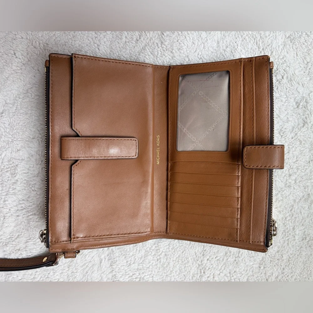 Michael Kors Dark Brown Jet Set Travel Double Zip Wristlet